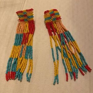 Peruvian style beaded earrings Geometry Quadrate Design Bohemia look